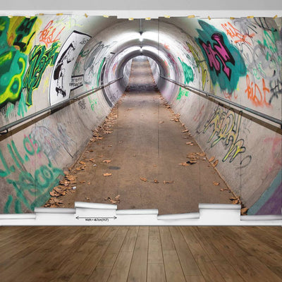 PW17120401023 Graffiti Tunnel Mural Wallpaper by Harmez