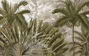 Hawaiian Style Jungle Design Mural/Green Palm Leaves，Green Banana Leaves Wall Mural