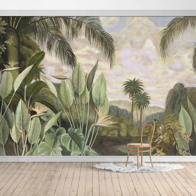 Jungle Design Mural/Palm Leaves/Banana Leaves mural/Tropical Scenery Wallpaper