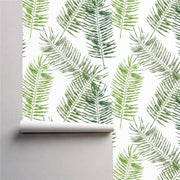 PW220622329 Green Palm Leaves Tropical Wallpaper Roll by Harmez