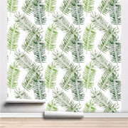 PW220622329 Green Palm Leaves Tropical Wallpaper Roll by Harmez