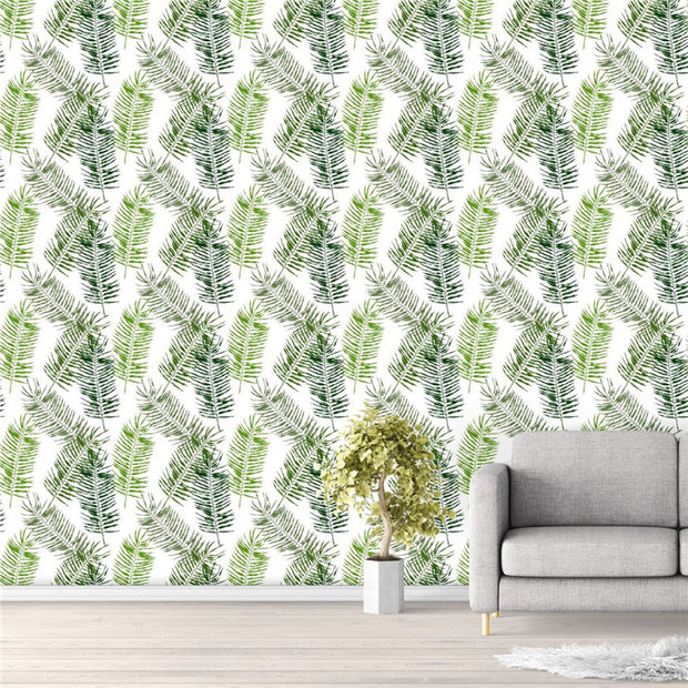 PW220622329 Green Palm Leaves Tropical Wallpaper Roll by Harmez