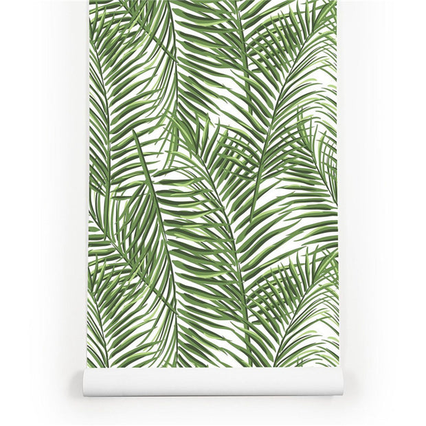 PW227517466 Green Palm Leaves Tropical Wallpaper Roll by Harmez