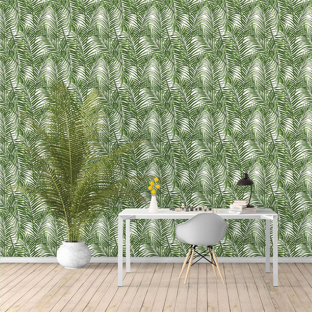 PW227517466 Green Palm Leaves Tropical Wallpaper Roll by Harmez