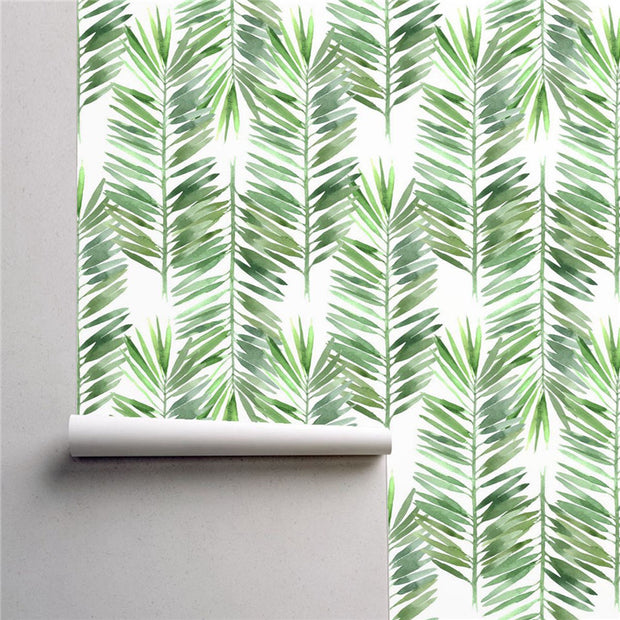 PW230144380 Green Palm Leaves Tropical Wallpaper Roll by Harmez