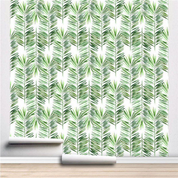 PW230144380 Green Palm Leaves Tropical Wallpaper Roll by Harmez