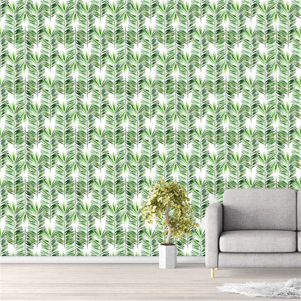 PW230144380 Green Palm Leaves Tropical Wallpaper Roll by Harmez