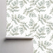 PW254940790 Green Plant Branches Anthriscus Leaves Tropical Wallpaper Roll by Harmez