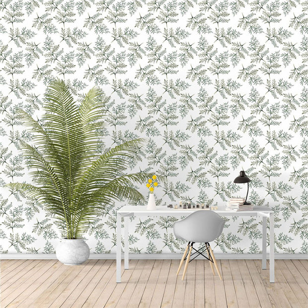 PW254940790 Green Plant Branches Anthriscus Leaves Tropical Wallpaper Roll by Harmez