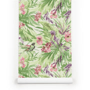 PW423332502 Birds with Blossom in Green Leaves Tropical Wallpaper Roll by Harmez