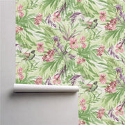 PW423332502 Birds with Blossom in Green Leaves Tropical Wallpaper Roll by Harmez