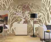 STDM30007 Nordic Mysterious Deer and Forest Mural Wallpaper by SJK