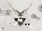 STDM30010 Nordic Mysterious Deer Sketch Mural Wallpaper by SJK