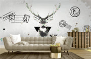 STDM30010 Nordic Mysterious Deer Sketch Mural Wallpaper by SJK